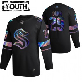 Seattle Kraken Trikot Vince Dunn 29 2021-22 Schillerndes holografisches Schwarz Authentic - Kinder